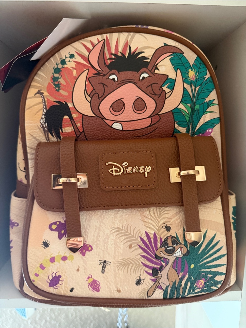 Disney Brown & Cream The Lion King Pumbaa and Timon Kids Backpack